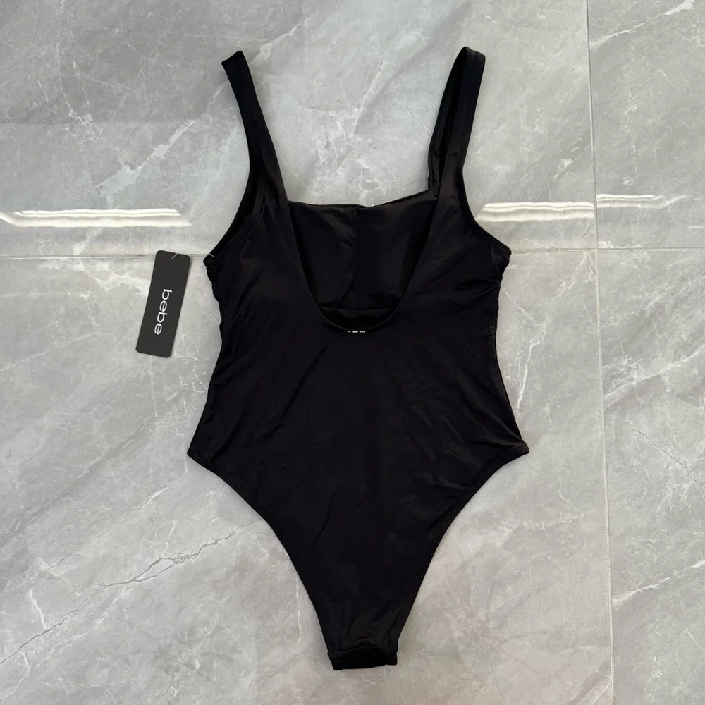 Women’s Bebe Faux Pearl Embellished One Piece Swimsuit Bridesmaid Bachelorette M - Picture 6 of 15